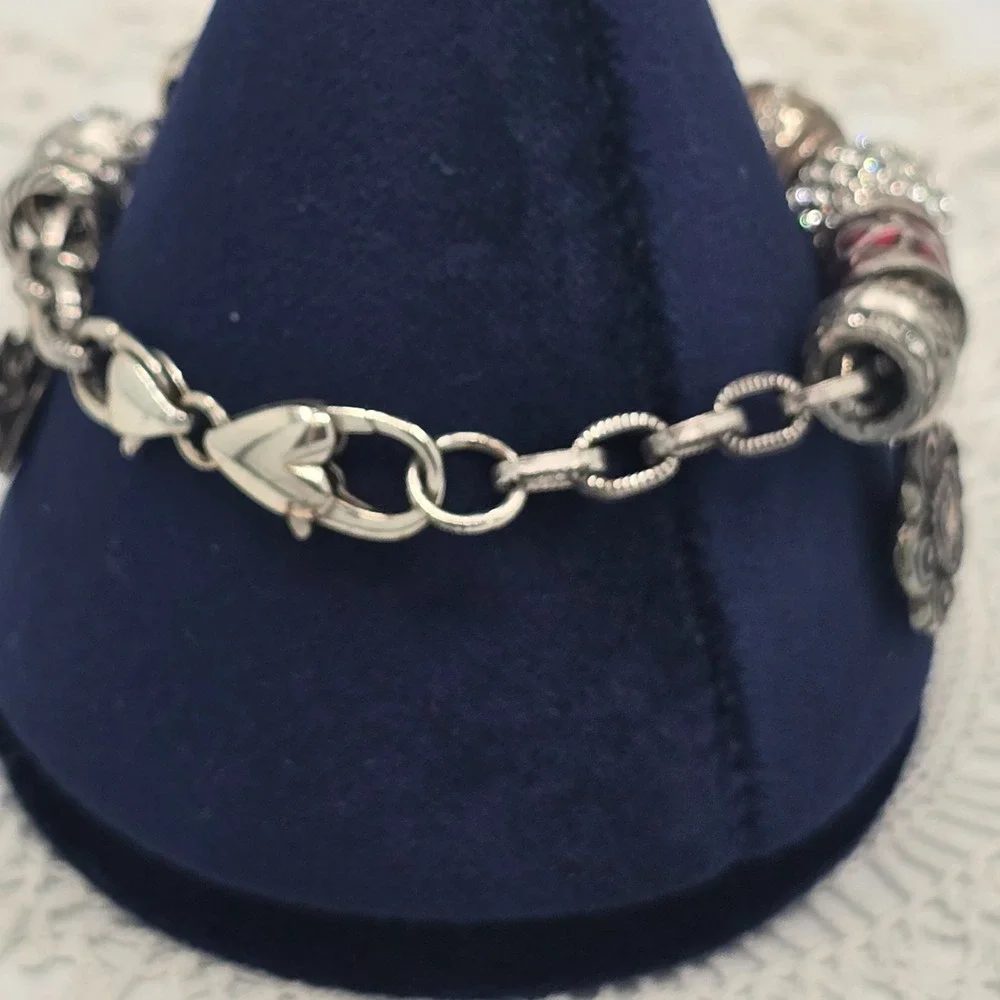 Brighton Charm Bracelet Silver Tone Enamel Birthday Faith Love Friends luck